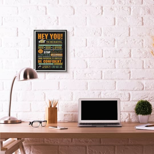 Stupell Industries Hey You Inspirational Black Framed Wall Art